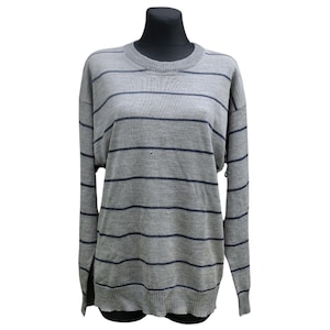 Vintage Striped Grey and Blue Jumper Plus Size