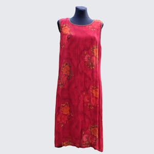 Vintage 1920s Red Embroidered Floral Flapper Dress