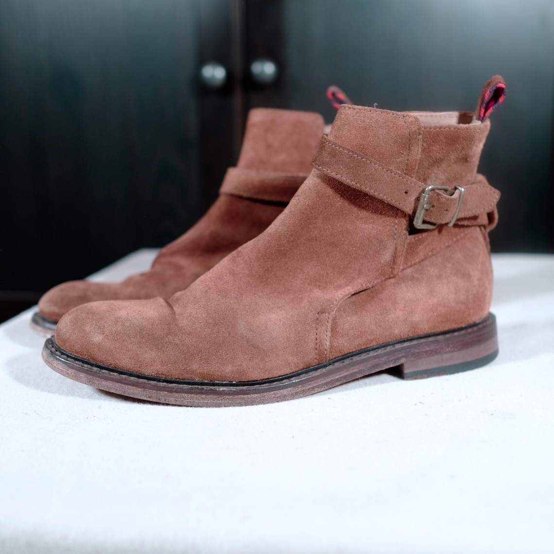 Vintage Polo Ralph Lauren Suede Jodhpur Boots Brown Leather Lined EU 42 UK 8, foto 2 di 5