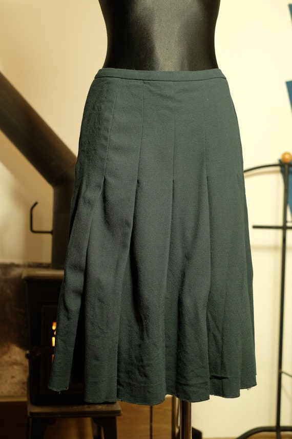 Vintage Dark Green Plated Skirt | Accordion Pleat… - image 5