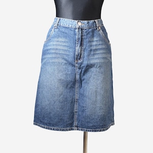 Mini saia jeans azul vintage tamanho 38