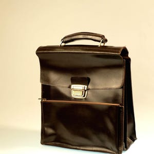 Porte-documents/cartable en cuir marron vintage