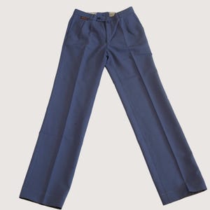 Blaue Vintage Hose mit hoher Taille und Knitter