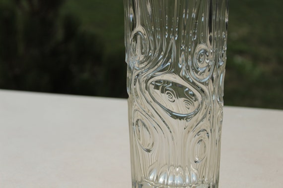 Czech Pressed Glass Vase:frantisek Peceny Sklo Union Wood Pattern