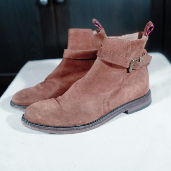 Vintage Polo Ralph Lauren Suede Jodhpur Boots Brown Leather Lined EU 42 UK 8