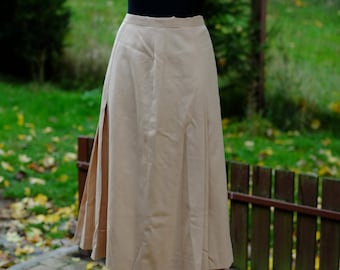 Vintage Beige Wool Pleated Skirt