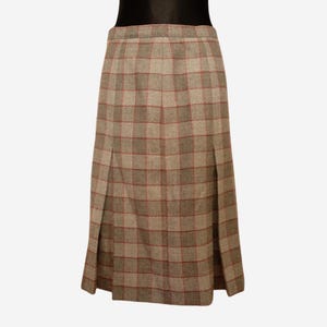 Vintage Winter Skirt, Gray Tartan Plaid Midi Skirt