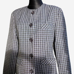Womens 80s Vintage Tweed Blazer in Blue/Gray