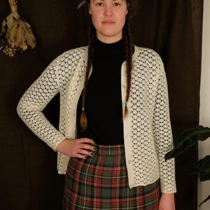 Cottagecore Vintage Handmade White Crocheted Cardigan