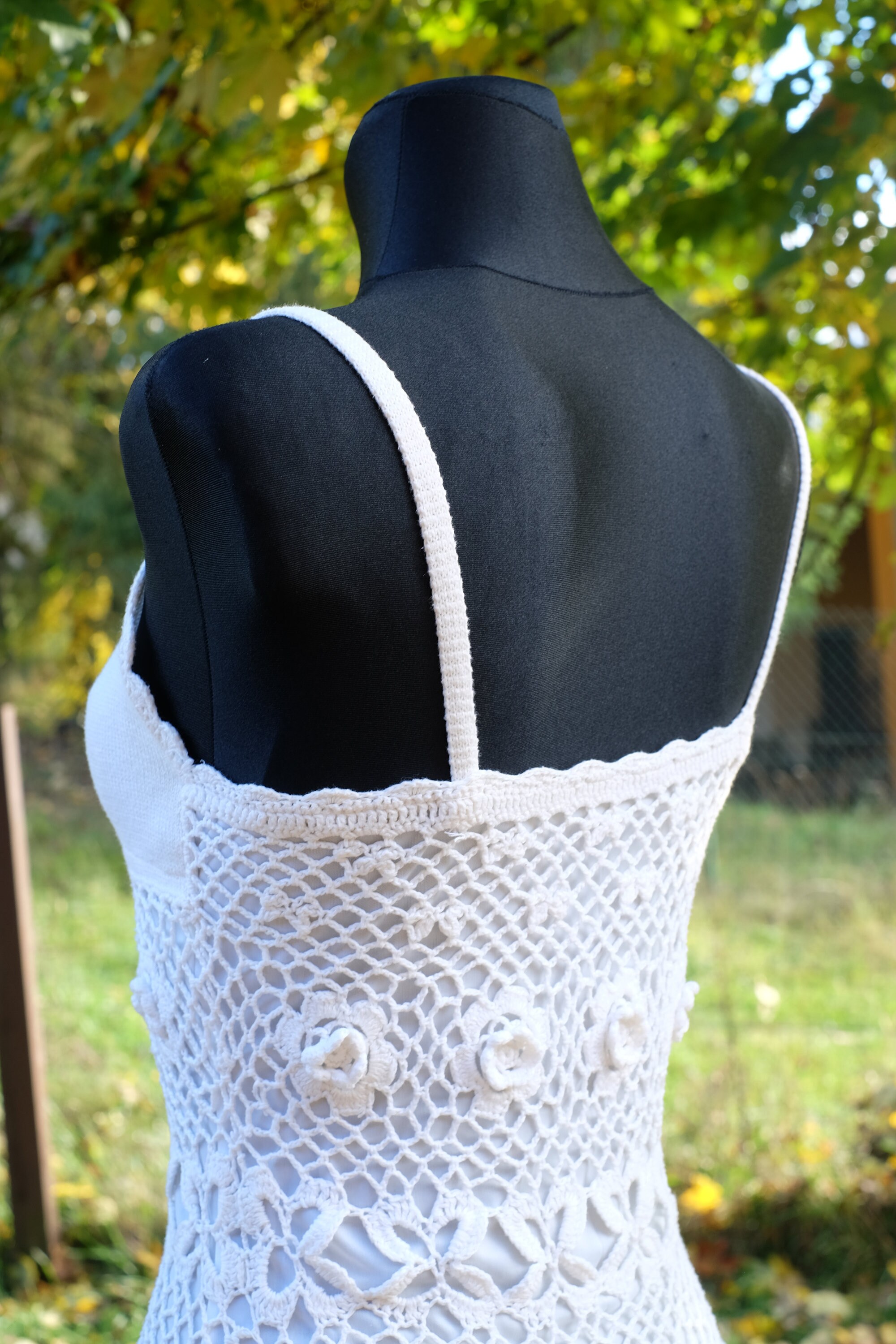 Wenrine Women's White Mini Knitted Crochet Hem Dresses main image 0