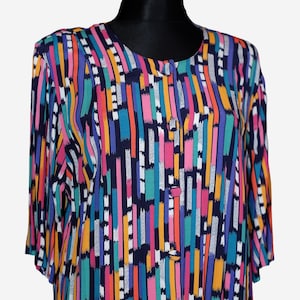 80s Vintage Colorful Long Blouse
