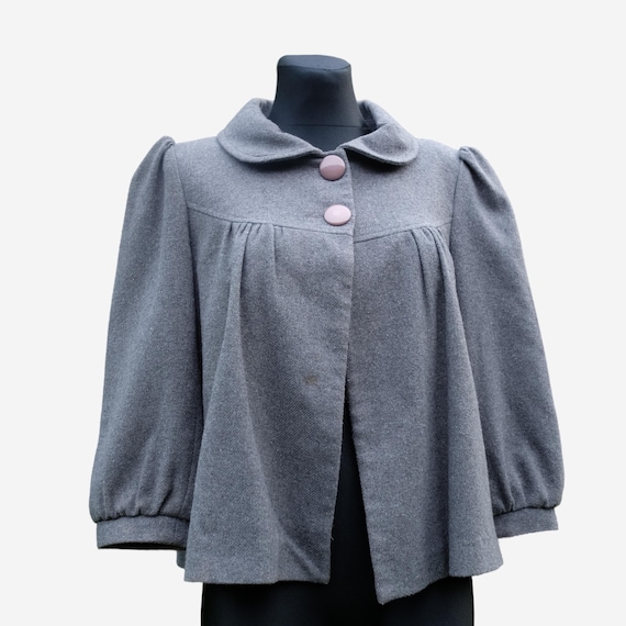 Vintage Whimsy Witchy Mini Gray Cape Coat