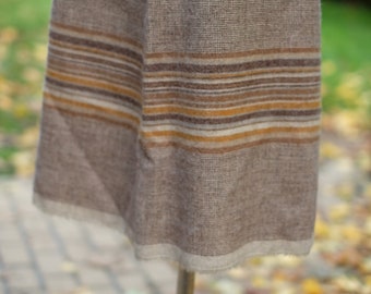 70s Brown Wool Vintage A line Midi Skirt