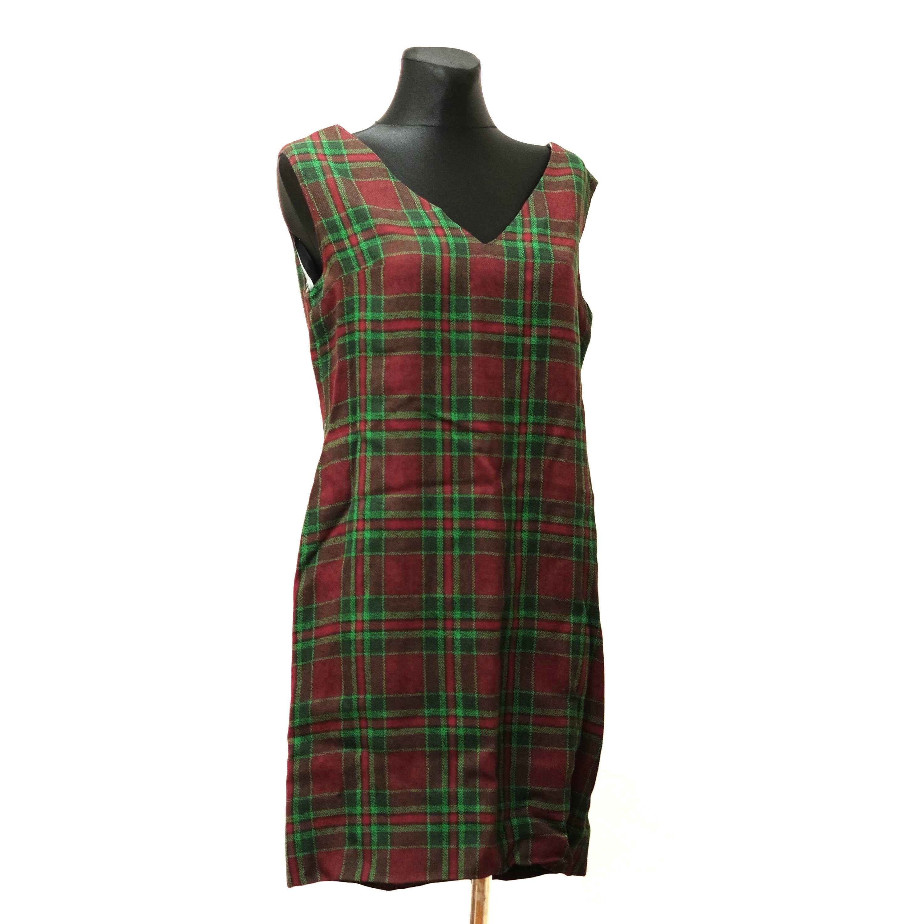 slim fit dress slacks Green Plaid Wool Swing Dress – Vintage Belted Midi Dress 5343 Green / XL