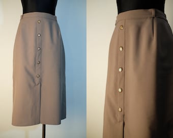 Vintage Gray High Waisted Butťton Up Pencil Skirt Size EU42 US12 L