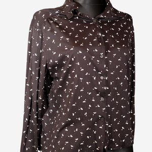 90er Jahre Vintage Schwarzes Hemd, Langärmelige Baumwollbluse mit Kragen