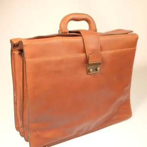 Porte-documents en cuir marron vintage, très grande sacoche de bureau en cuir marron caramel, porte-ordinateur portable