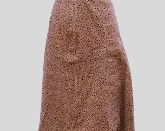 60s/70s Vintage MOD Brown Corduroy Skirt with Floral pattern, Size S