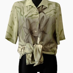 Camicetta vintage verde chiaro a maniche corte con motivo floreale, taglia EU36 City Combi di Delmod