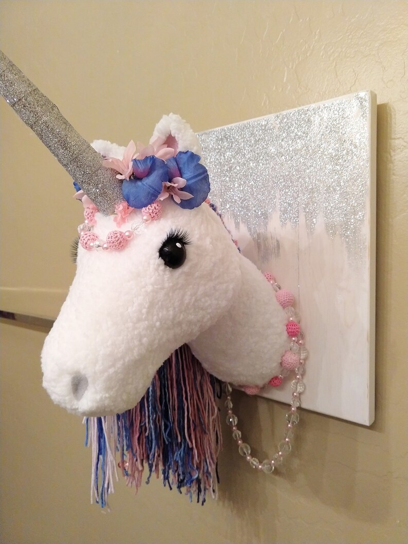 Stuffed Unicorn Head Faux Taxidermy Unicorn Wall Decor Etsy