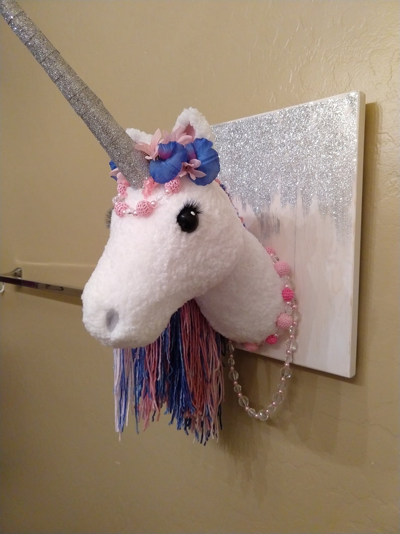 Stuffed Unicorn Head Faux Taxidermy Unicorn Wall Decor Etsy
