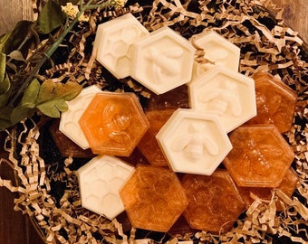 Mini Bee Honeycomb Soaps: Orange Blossom Goat Milk Glycerin (Set of 4)