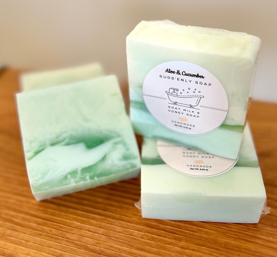 Goat milk and Honey Soap | Aloe Vera & Cucumber Scented | Honey Glycerin Soap | Bar Soap | Handmade Soap | Bath Soap