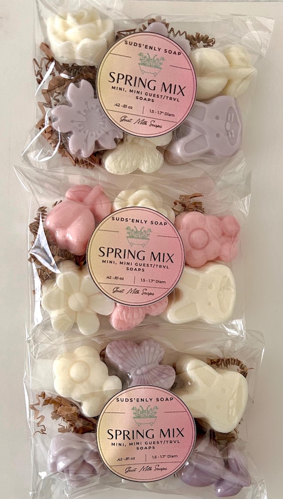 Set of 6 Goat Milk Mini, Spring Mini Soaps| Guest Soaps, Travel Soap, Flower Soaps, Butterfly Soap, Bunny Soaps, Handmade Soap