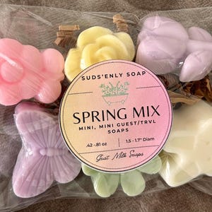 Goat Milk Mini Soaps: Floral, Bunny, Butterfly, Set of 6 (see personalization for scents)