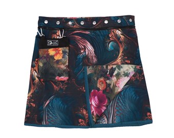 Jasmine Noir Long Skirt - Reversible Maxi Skirt - Wrap Boho Skirt - Womens Festival Clothing