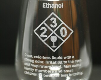 Ethanol NFPA Wine Glass | Laser Engraved Chemistry Gift | Science Barware