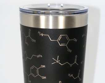 Neurochemistry Insulated Tumbler: Laser-Etched Neurotransmitter Science Gift