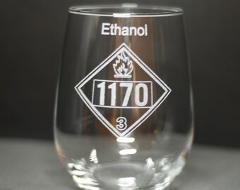 Ethanol DOT Diamond Wine Glass – Laser Engraved Chemistry Gift – Novelty Science Barware