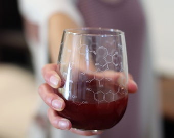 Wine Chemistry Glass | Laser Engraved Science Gift | Chemistry of Wine Barware