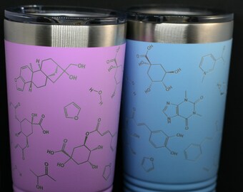 New Parent Gift: Coffee Chemistry Tumbler Set - Chemical Components of Coffee | Laser Engraved Science Gift for Mom & Dad