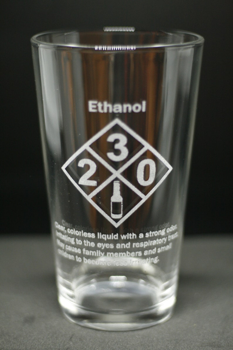 Ethanol Pint Glass Laser Engraved Pint Glass Etched Pint Etsy