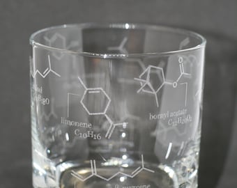 Gin Chemistry Rocks Glass – Laser Engraved Whiskey & Gin Gift – Science Barware 11 oz