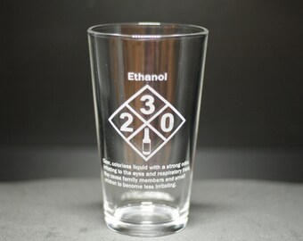 Ethanol - Chemistry Pint Glass | Laser Engraved Chemistry Gift | Science Barware 16 Ounce