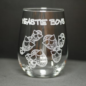Yeastie Boys | Laser Engraved Wine Glass | Etched Wine Glass | Science Gift | Nerdy Gift