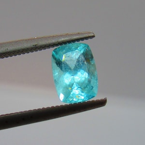 Blue Green Paraiba Tourmaline from Mozambique. 1.46 ct. Copper Bearing Tourmaline. Cushion cut. Rare Natural Loose Gemstone.