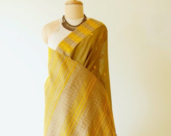Natural dyed Eri Silk / Mulberry silk handloom saree from Assam , India