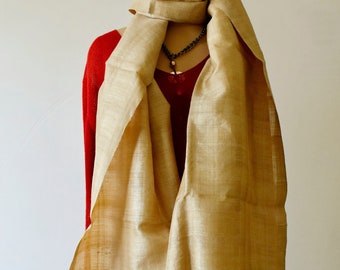 Hundred Percent Handwoven Muga Silk / Golden Silk Stole from Assam, India