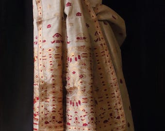 Handloom Traditional Design Muga Silk Saree from Assam , India