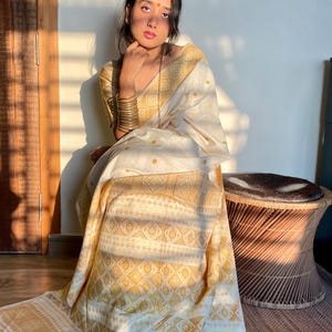 Handloom Natural Colour Silk Saree from Assam , India