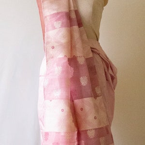 Powder Pink Natural Dyed Mulberry Silk Saree from Assam , India