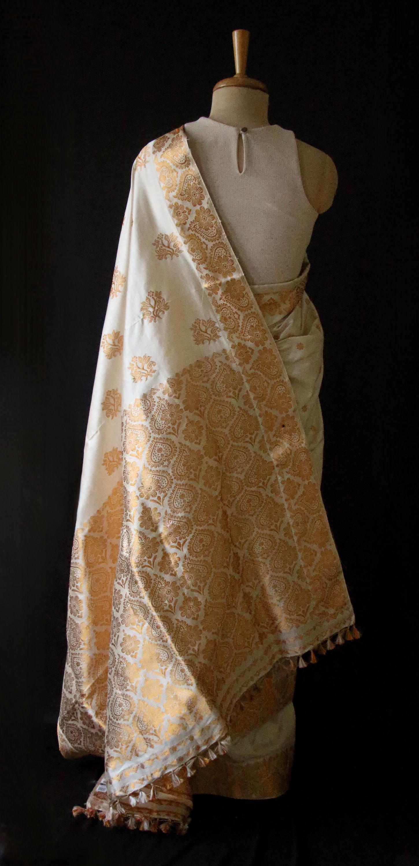 assam silk dress Viscose Assam Silk Top with Beaded Embroidery, Solid Dyable Bottom & Printed Dupatta