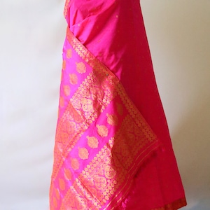 Dark Pink Colour Handloom Mulberry Silk Saree from Assam , India