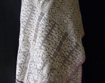 Handwoven All Over Patterned Shawl from Assam , India