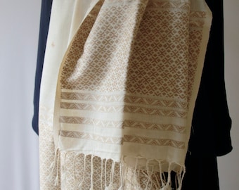 Handwoven Eri Silk Stole / Scarf in natural colours  from Assam , India