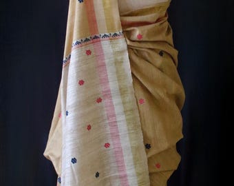 Handwoven Natural Dyed Eri Silk Sari from Assam , India